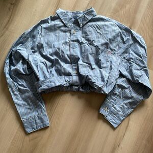 URBAN OUTFITTERS blue and white crop top, size L